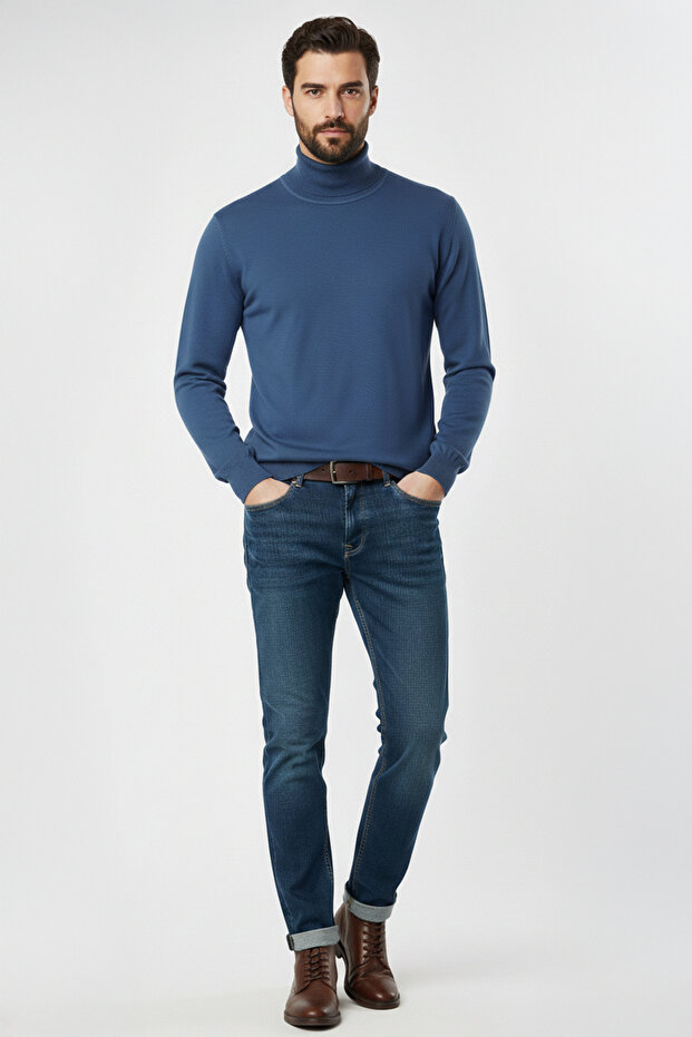 سترة رجالية ذات ياقة دائرية سادة اللون - 2