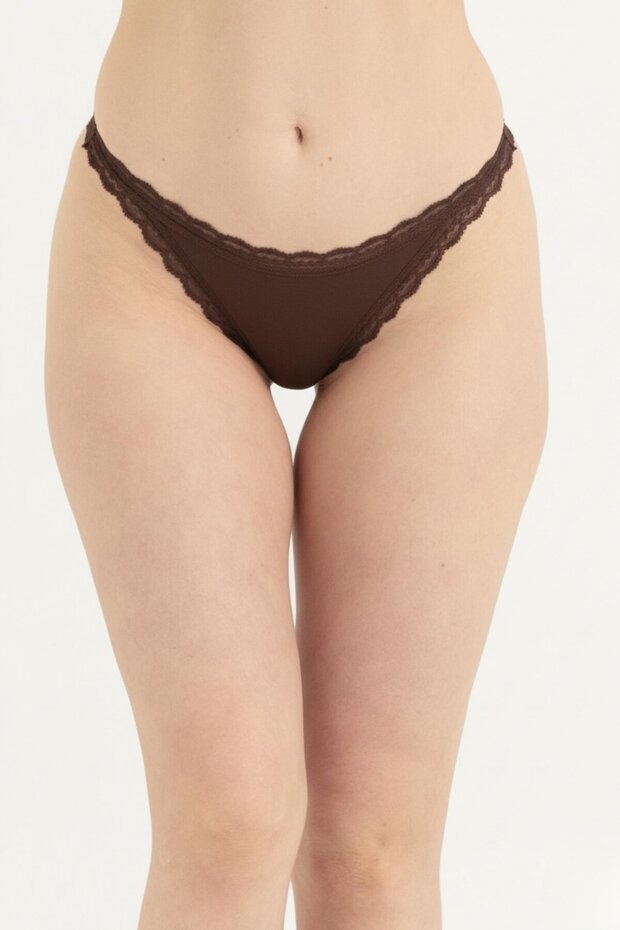 Women's Bitter Brown Lace Trimmed Panties
