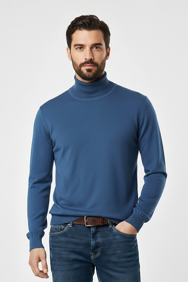 سترة رجالية ذات ياقة دائرية سادة اللون - 1