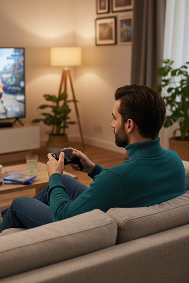 سترة رجالية ذات ياقة دائرية سادة اللون - 3