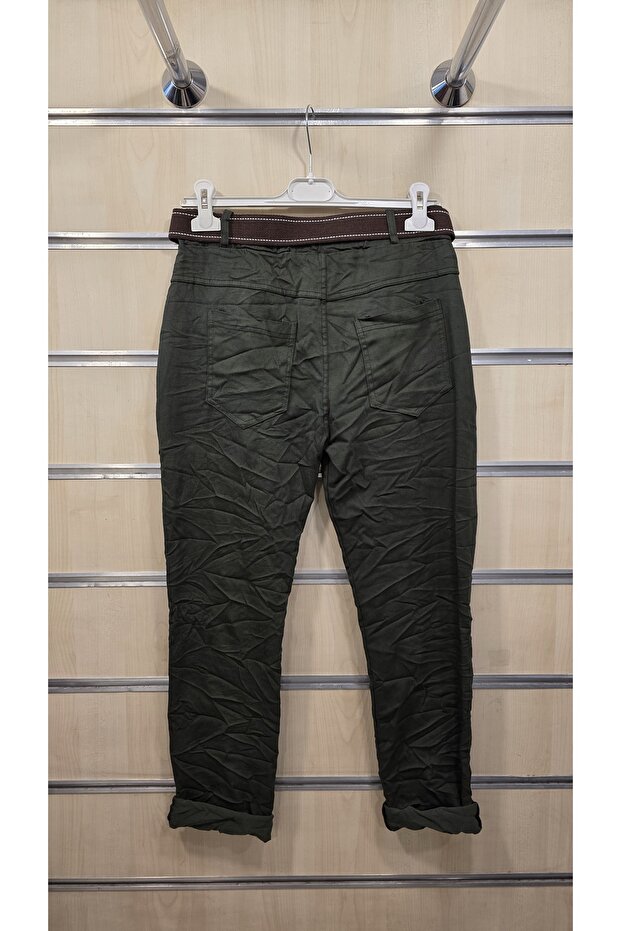 بنطلون بنمط مستقيم مع حزام - 4