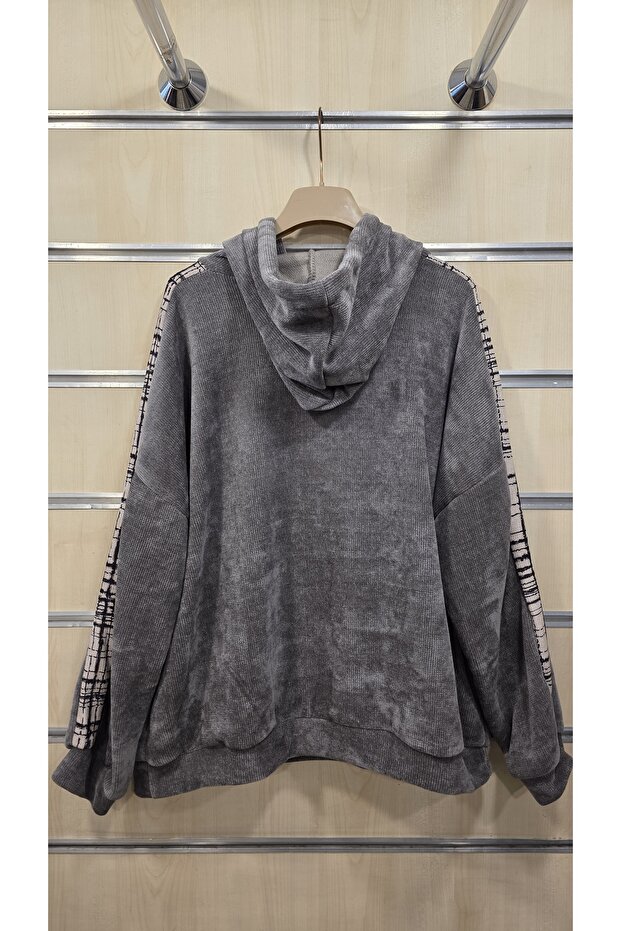 Kadife Bluz Kapüşonlu - 5