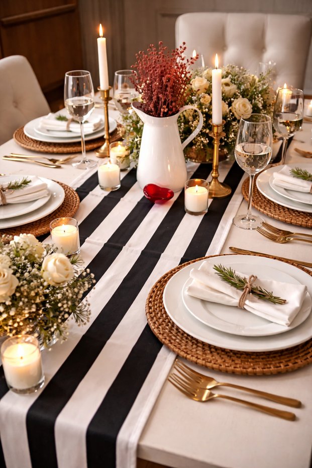 Thick Striped Premium Linen Fabric Runner