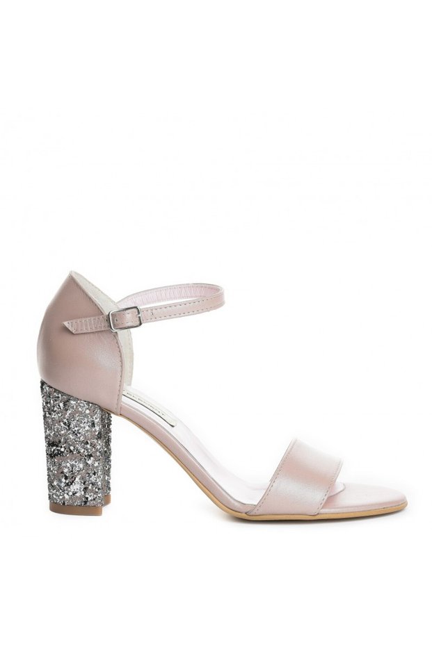 Sandale piele toc gros Simple Nude
