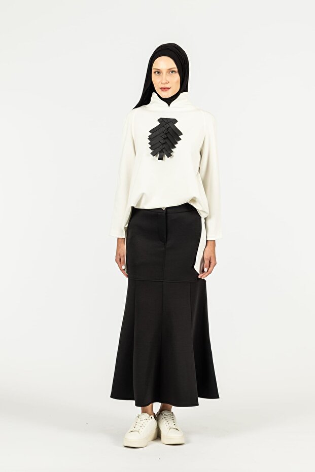 Modal Volan Detailed Long Women's Skirt