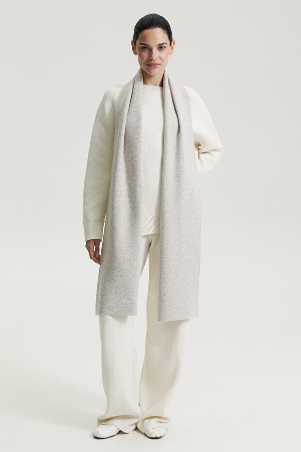 A.Beige Cashmere Blend Women's Knitwear Scarf