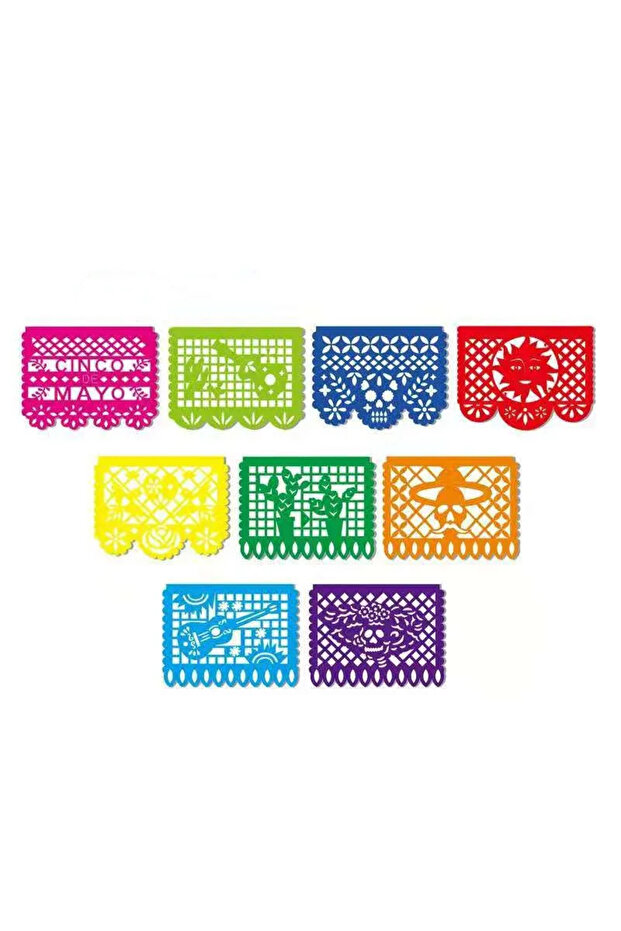 3 Mexican Theme Party Favors Decoration Pattern Square Banner Decorated Felt Flags Day of The Dead B