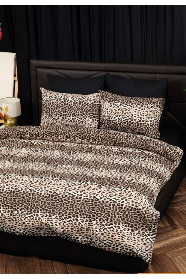 Leopard Print Duvet Coverhome 80% Cotton Double Duvet Cover Set – with Non-Slip Sheets