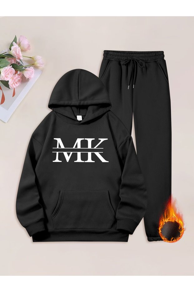 Comfortable Fleece Two-Piece Set for Women - Casual Hoodie & Pants