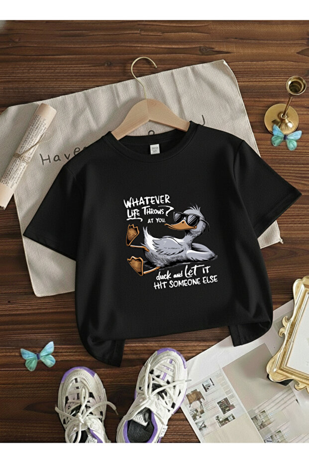 Duck Printed 100% Cotton Bicycle Collar Premium Tshirt for Kids