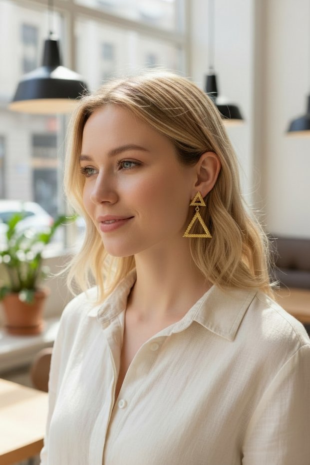 Premium Stainless Steel Stylish Dangle Gold Earrings