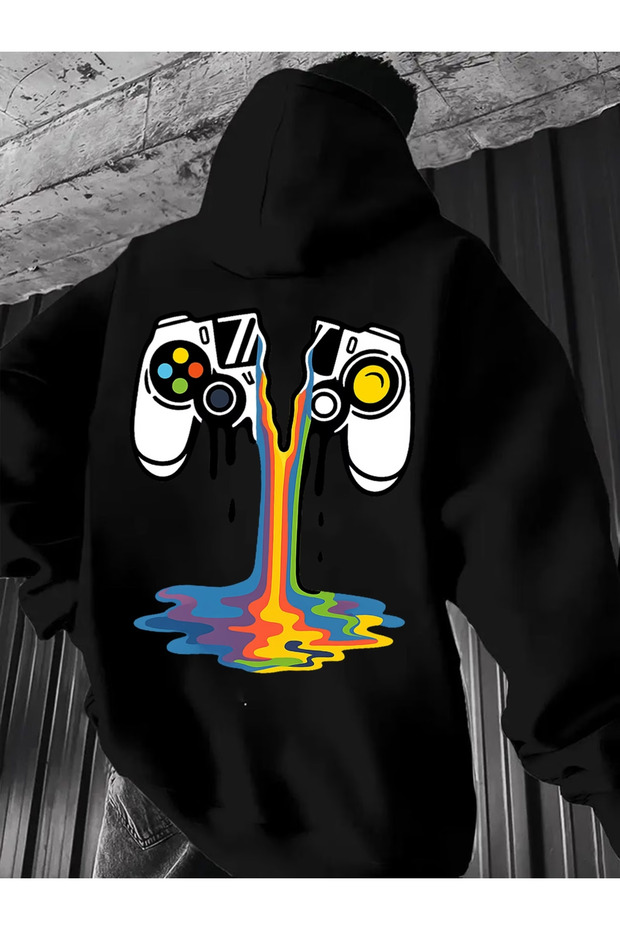 Comfortable Fit Hooded Oversize Unisex Printed Sweatshirt