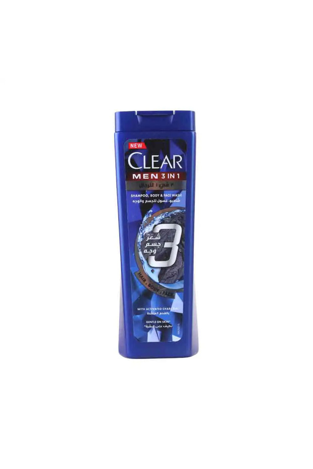 Men Complete Care 3In1 Shampoo For Hair, Face & Body With Activated Charcoal, For 100% Dandruf