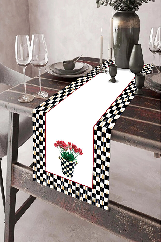40X140Cm Woven Stain Resistant Printed Thai Feather Fabric Table Cloth Decorative Runner Washable