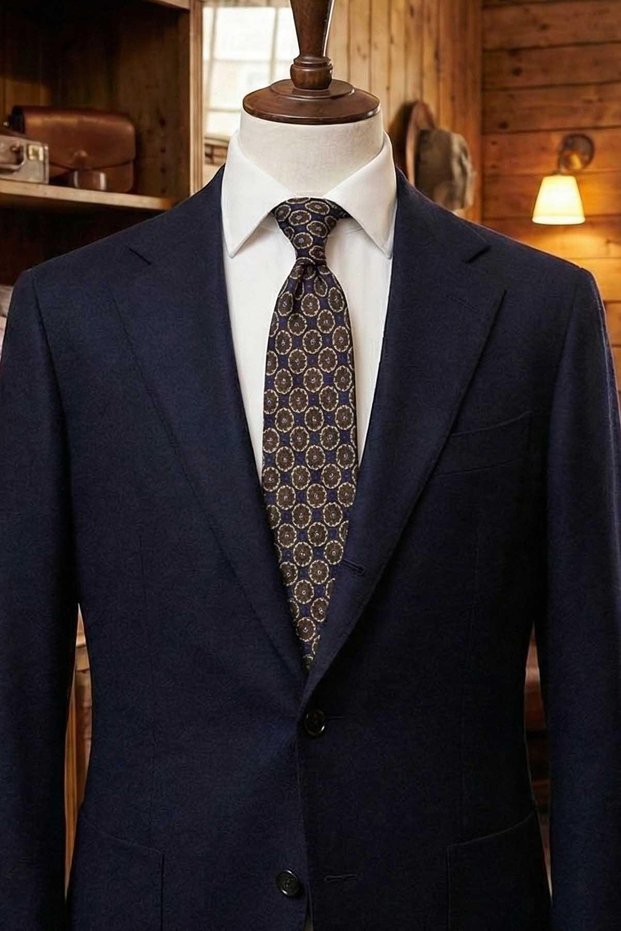 Creva Style Black Motif Pattern Italian Silk Tie İk2238