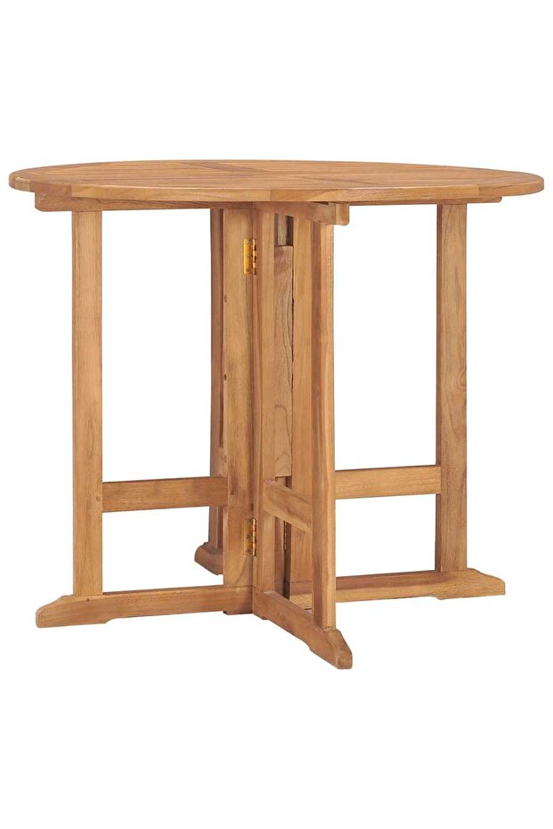 Folding Garden Dining Table Ø90x75 cm Solid Teak Wood