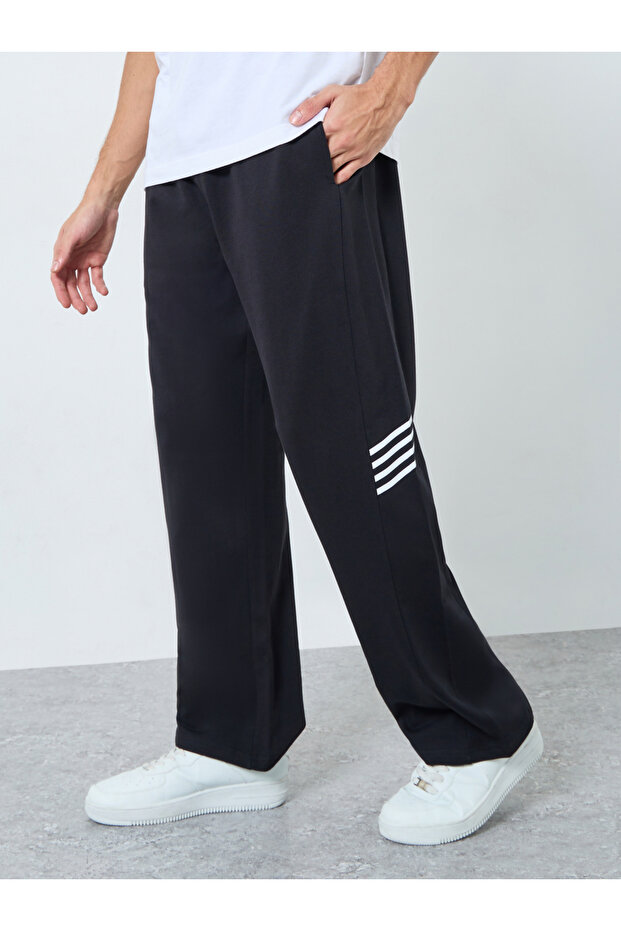 Men Black Striped Oversized Joggers