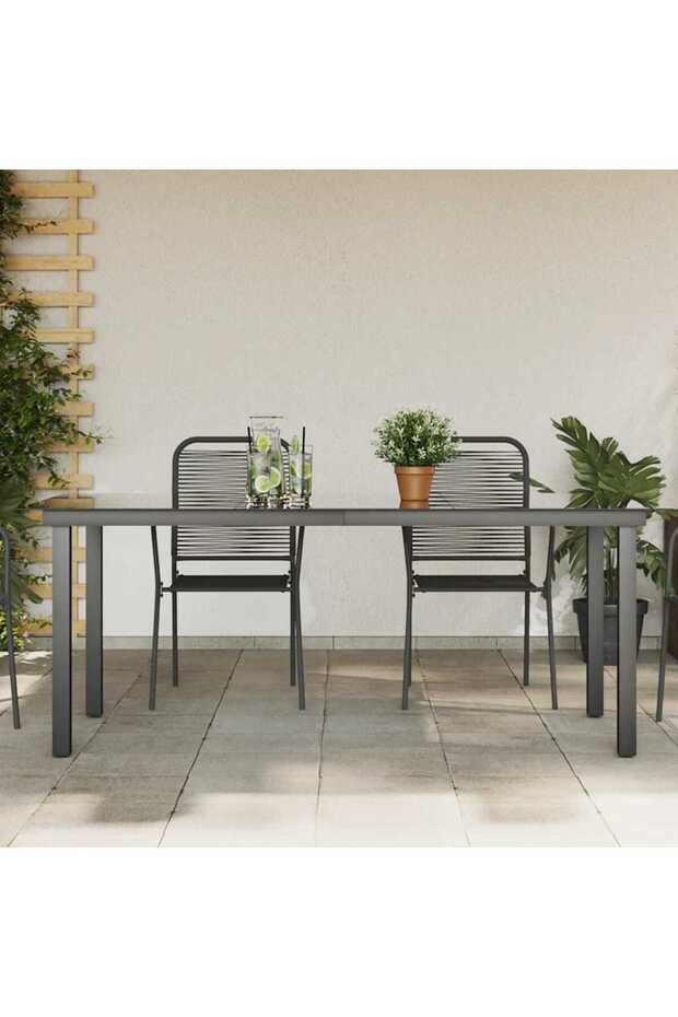 Garden Dining Table | Black | Aluminium and Glass | 190 x 90 cm | Durable