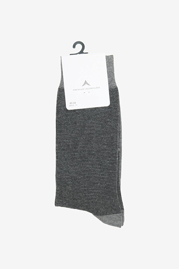 Men's Gray Patterned Single Socks - 1