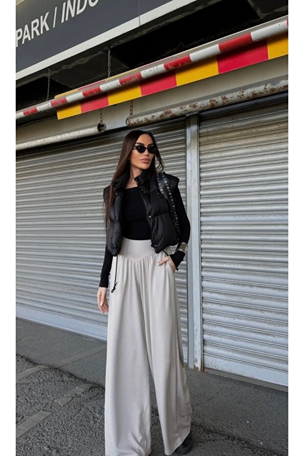 İspanyol Paça Kumaş Pantolon - 3