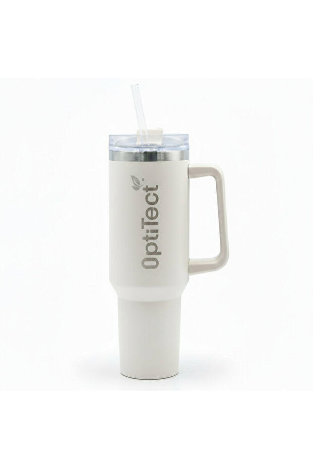 Stainless Steel Mug-Beige, with Handle – 40 oz