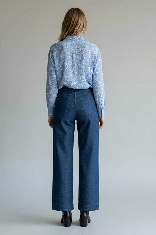 Kadın Parlak Dokulu Basic Gömlek - 6