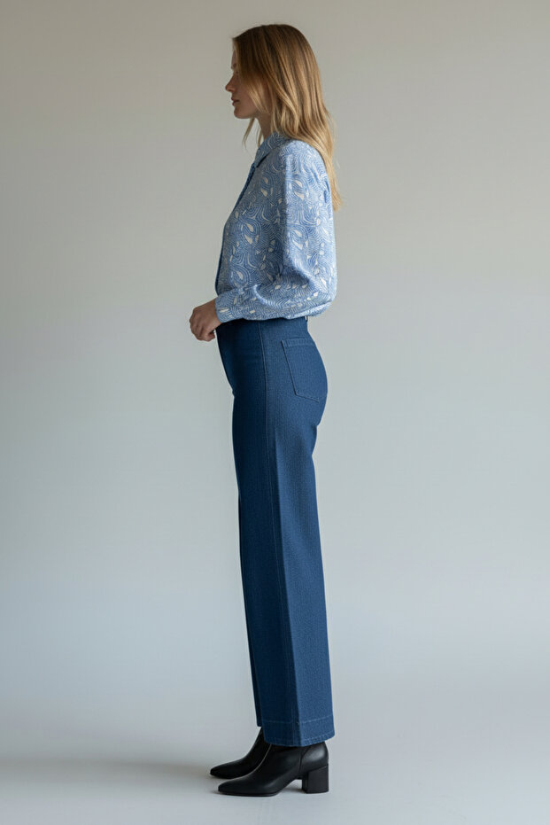 Kadın Parlak Dokulu Basic Gömlek - 5