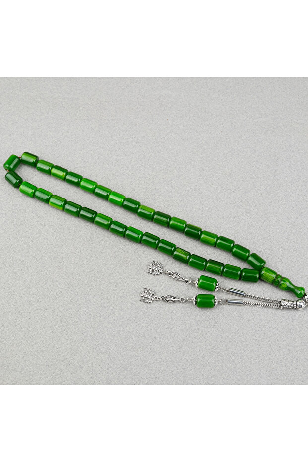 Katalin Stick Alpaca Tassel Capsule Cut 9X13Mm Prayer Beads - Green