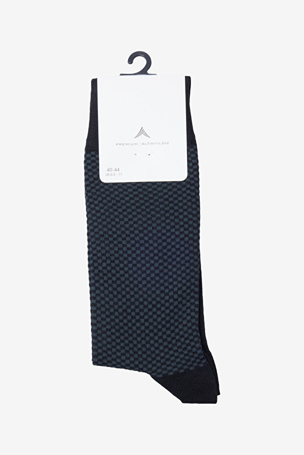 جوارب رجالية سوداء ناعمة منقوشة - 1