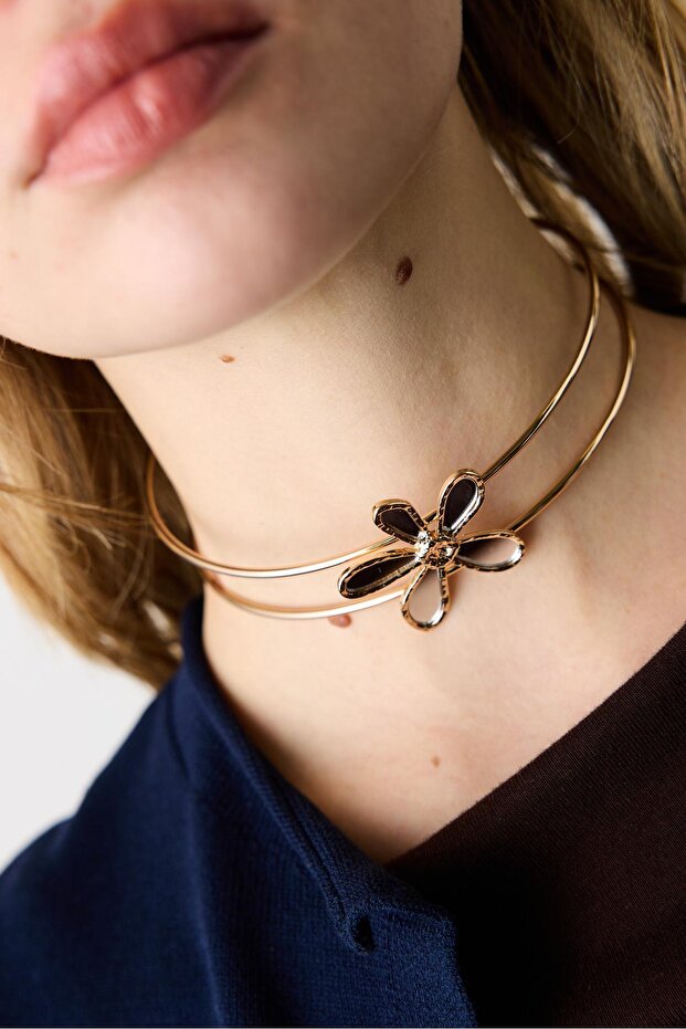 Çiçekli choker kolye - 4