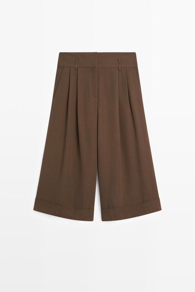 Katlı paçalı uzun bermuda şort - 3