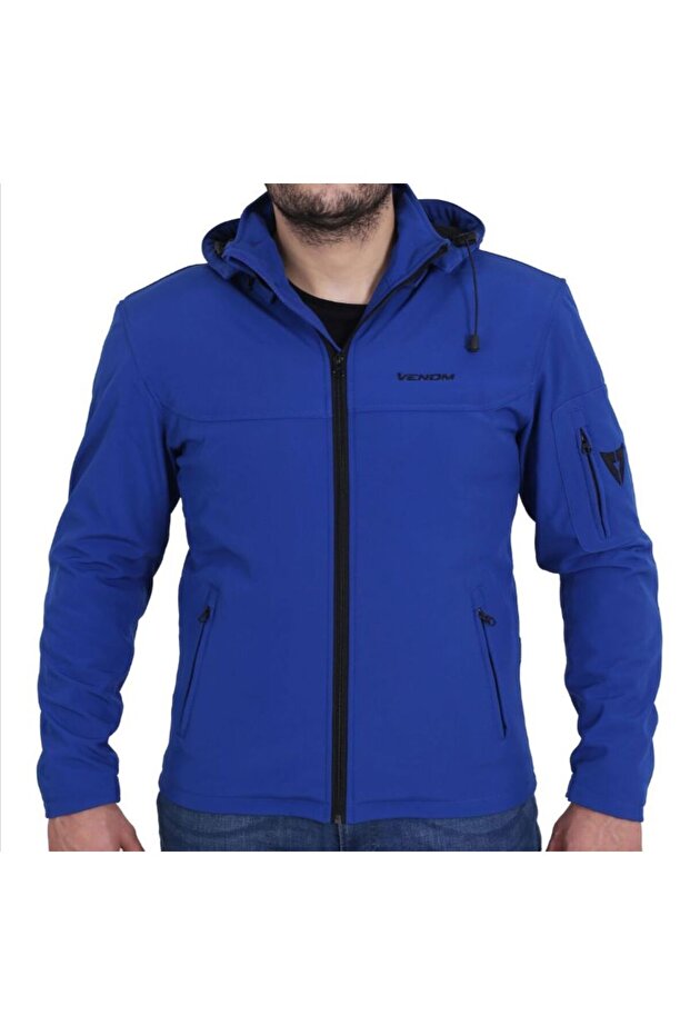 معطف Jaws Soft Shell للرجال باللون الأزرق للدراجات النارية حماية كاملة