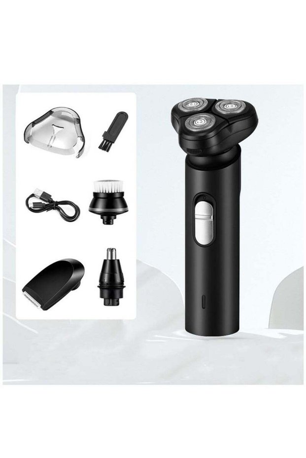 4-in-1 Electric Shaver & Trimmer Kit, USB Rechargeable Wet Dry with Facial Cleansing Brush
