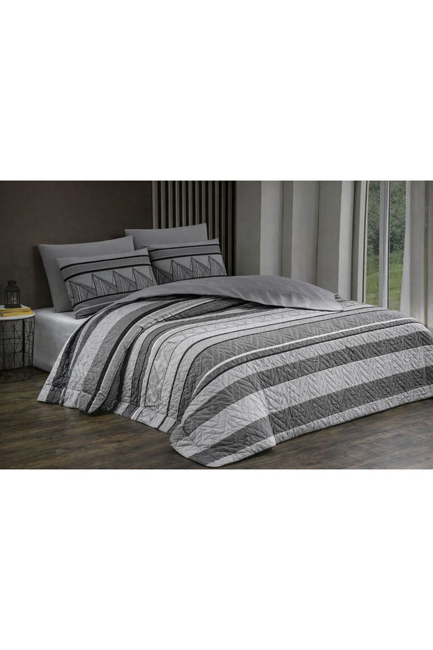 Ranforce Kapoti̇neli̇ Double Duvet Cover Set Prami̇t Gray