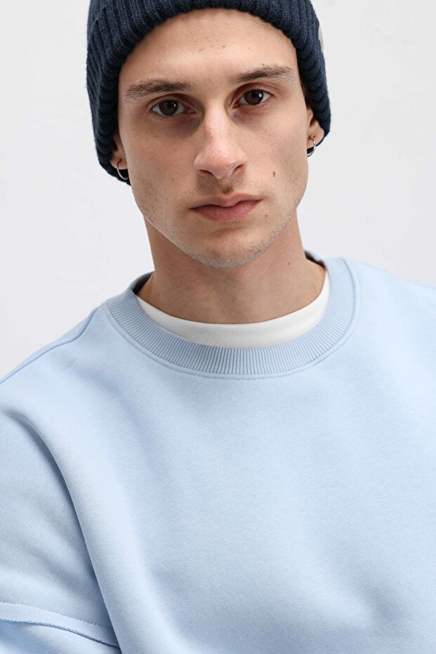Boxy Fit Basic Sweatshirt Bebe Mavi - 8
