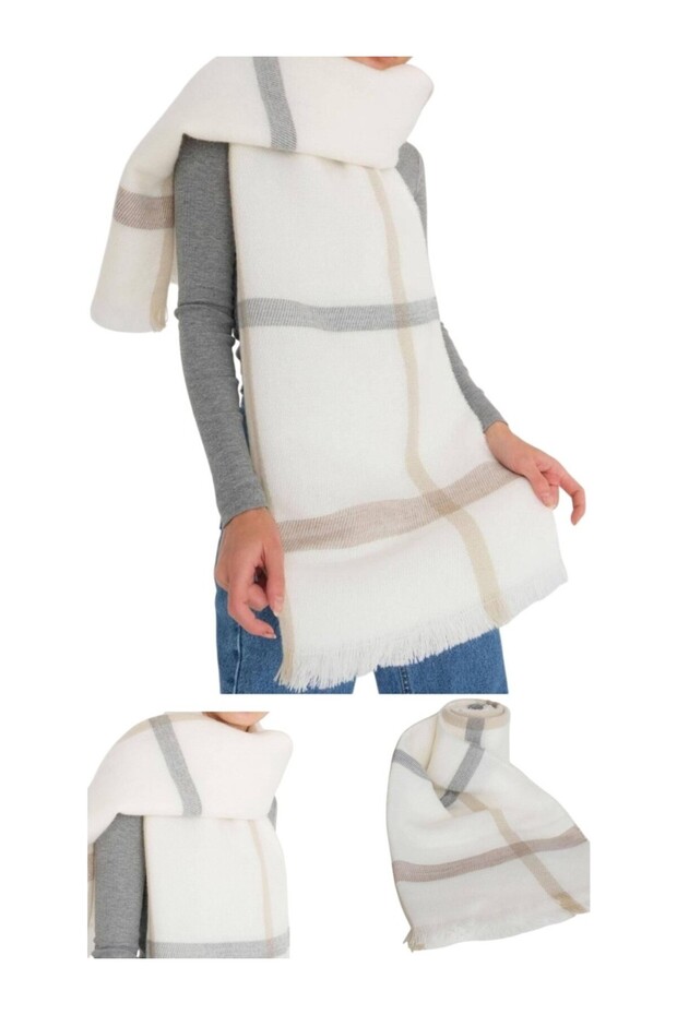شال كتف زارا موديل منقوش من الأكريليك مقاس 75 × 185 سم