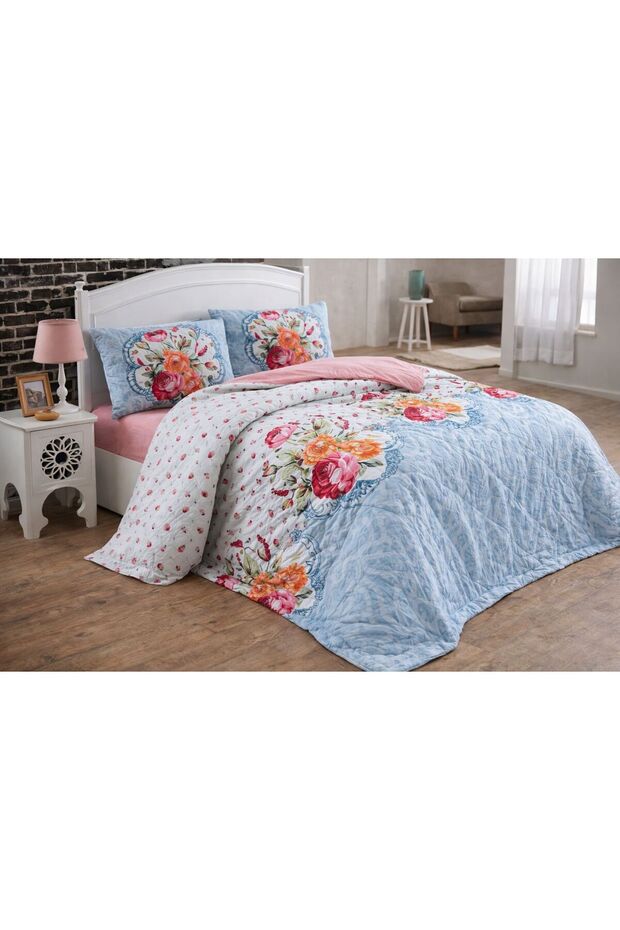 Ranforce Kapoti̇neli̇ Double Duvet Cover Set Moolight Blue