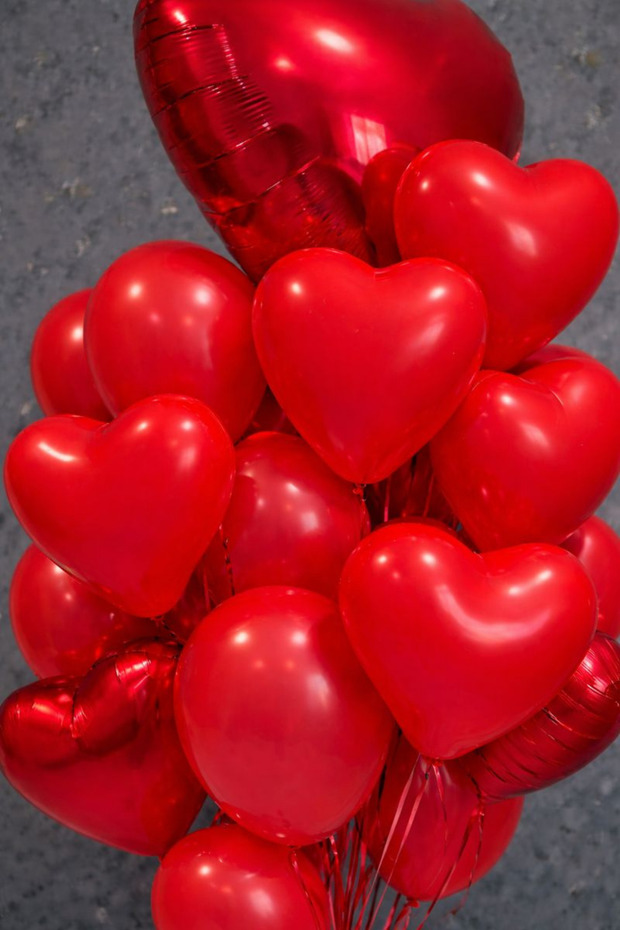 Valentine's Day Red Heart Balloon Set Foil Heart Latex Heart Regular Balloon Romantic Room Decoration