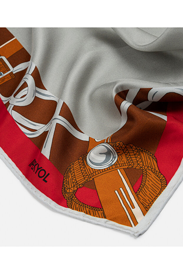 Görsel baskılı ipek eşarp - 3