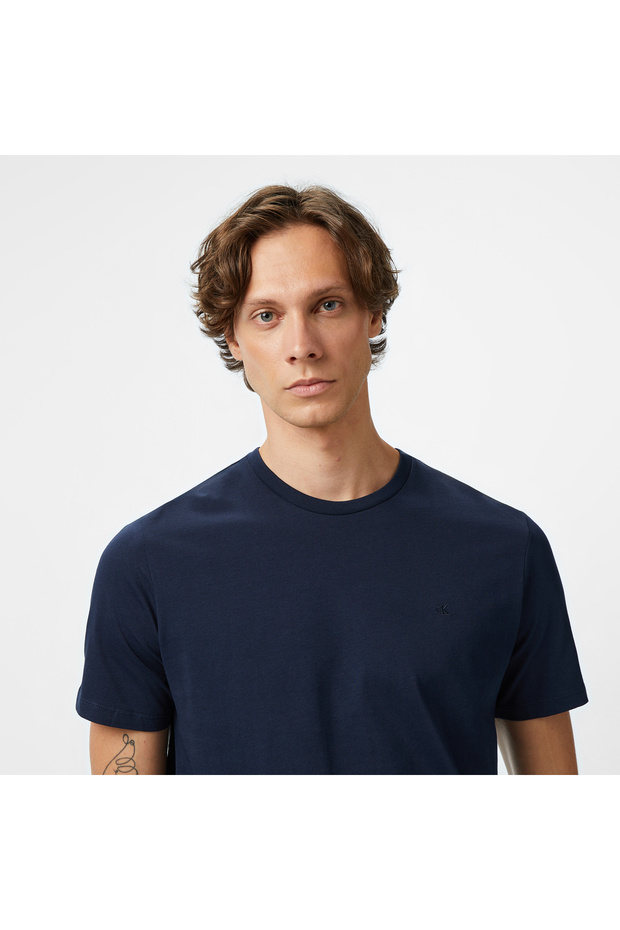 Smooth Solid Erkek Mavi T-Shirt - 5