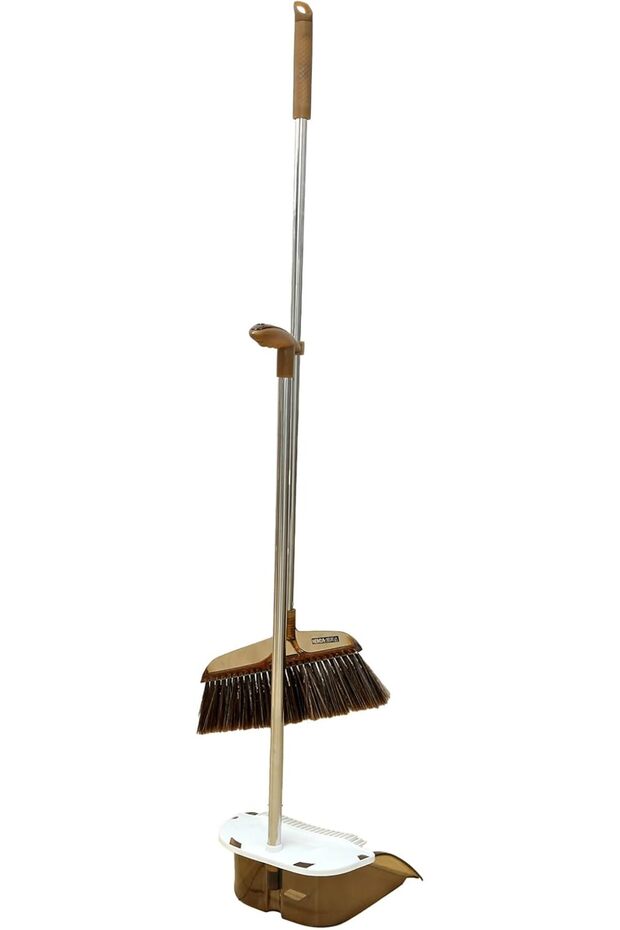 Premium Long Handle Broom and Dustpan Set