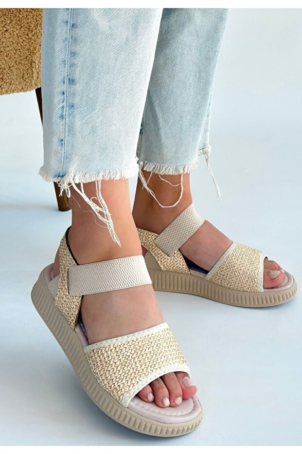 Jake bej wicker skin sandals