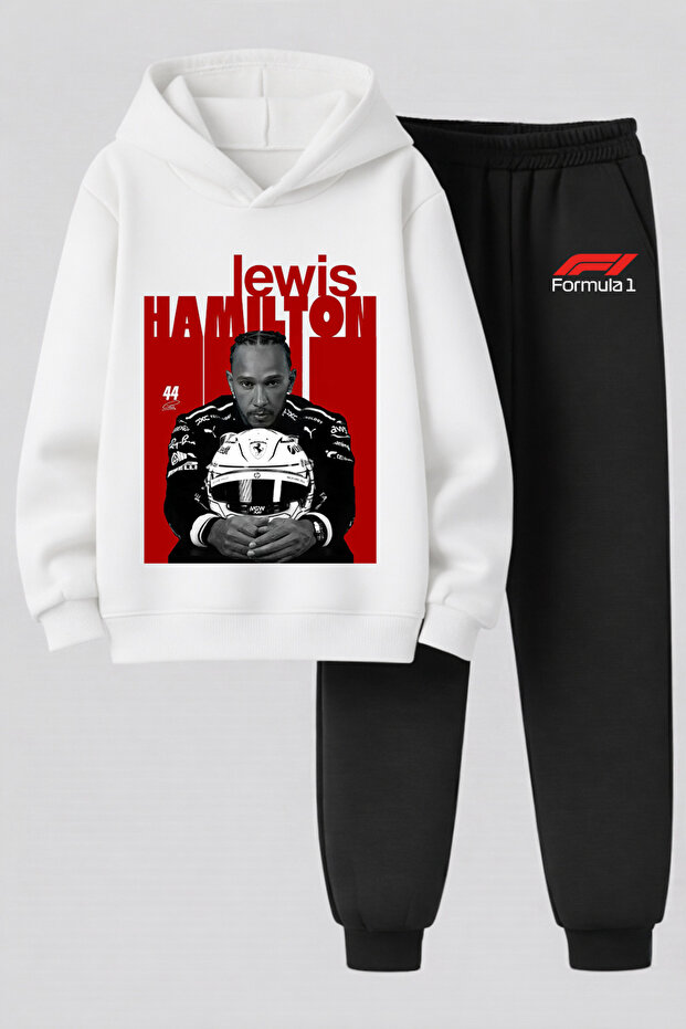 Lewis Hamilton Printed 3-Yarn Quality Sweatshirt and Trackpants Kids' Top-Bottom Set