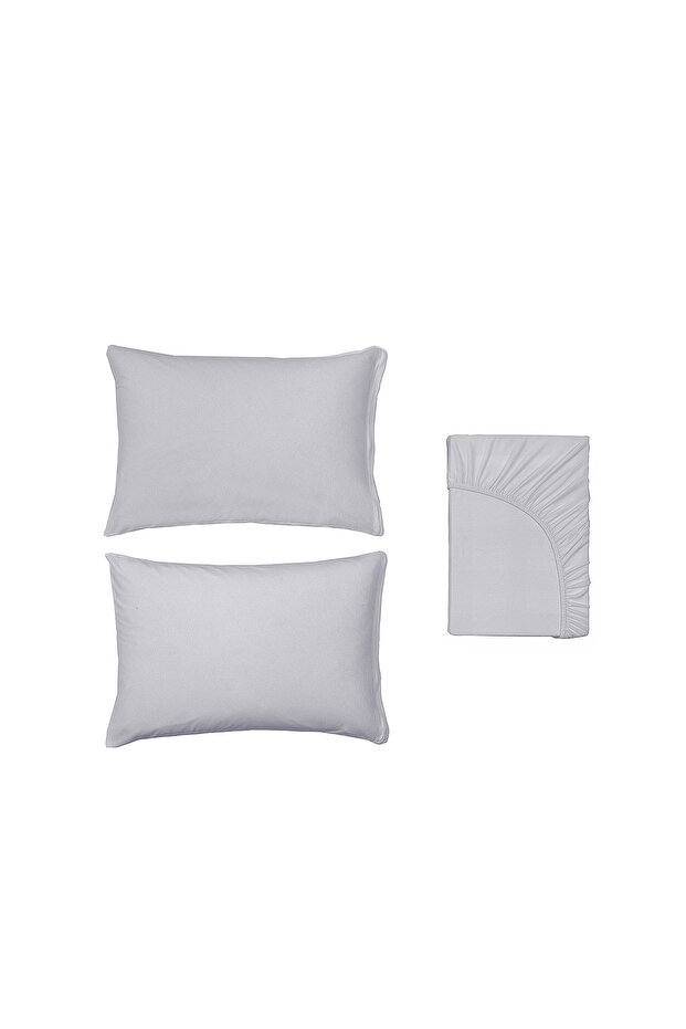 طقم ملاءات سرير مطاطية فردية من سوفتي - رمادي - 3