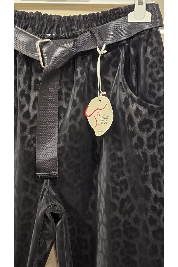 Leopard Pattern Trousers Leather-Look - 3
