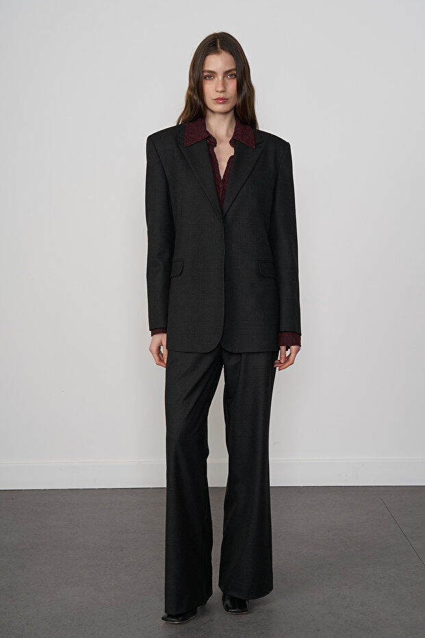 Oversize Ekose Ceket - 2