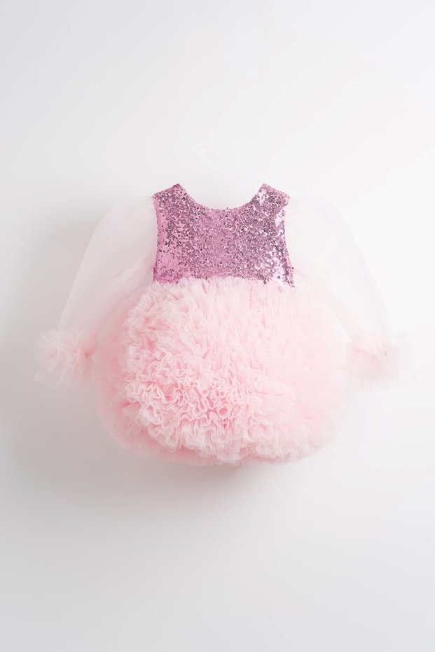 Luna Long Tulle Sleeves Puffy Tulle Tutu Girls' Dress