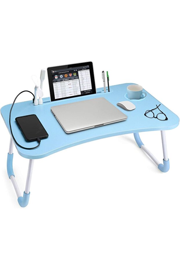 Portable Folding bed Table, Laptop Desk With ipad and Cup Holder