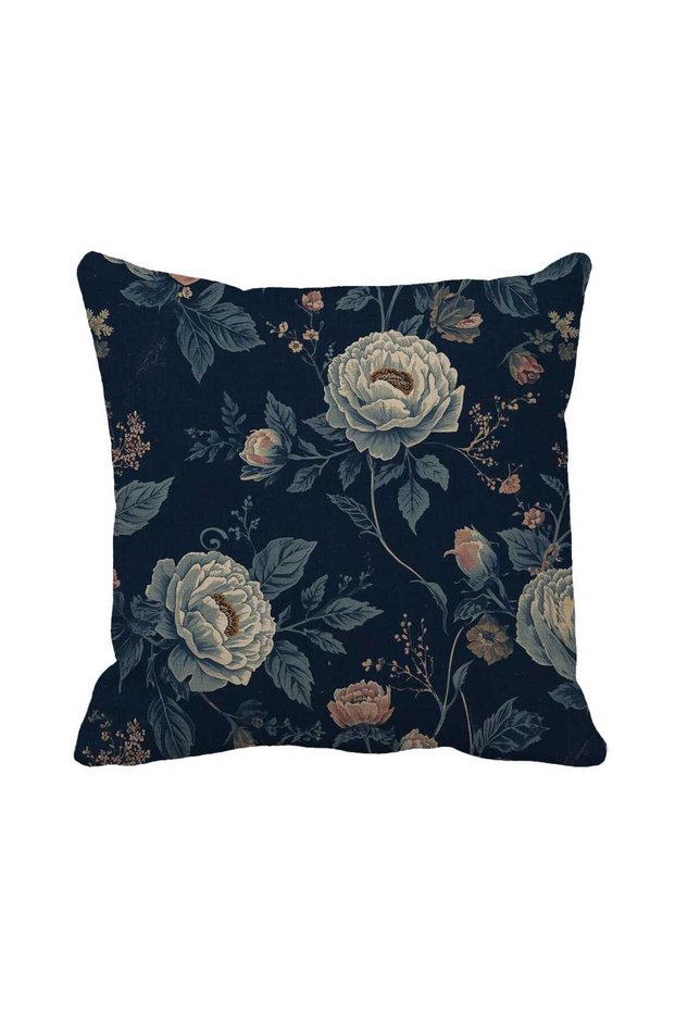 Country Style Floral Patterned Cushion Cover 43X43 | Double Sided Printed Decorative Pillow