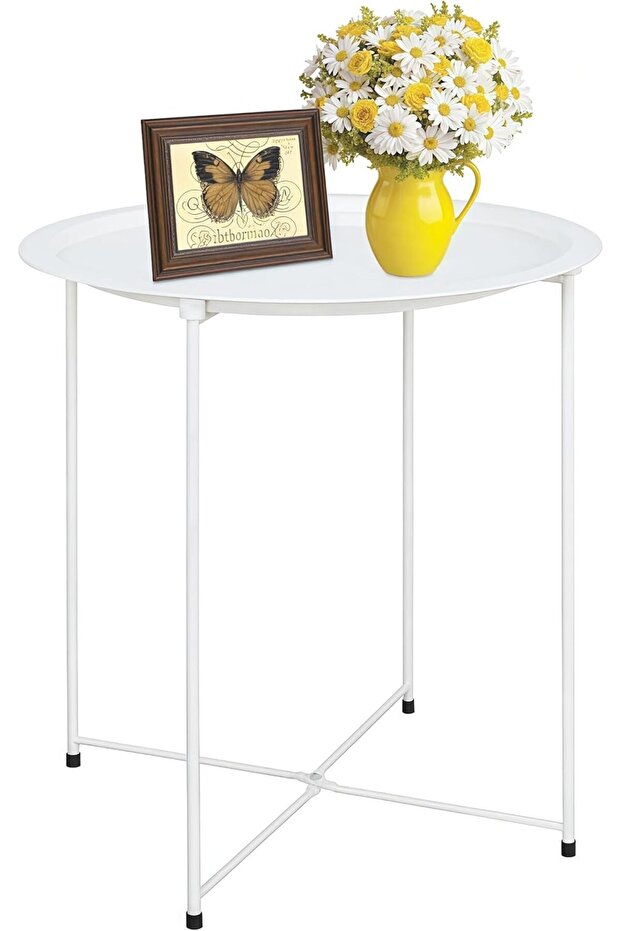 Outdoor Foldable Metal Side Table – Portable Patio & Balcony End Table